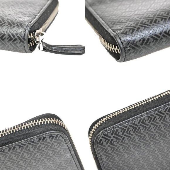 FENDI Logo Micro Zucca Pattern Long Zipper Wallet Embossing Leather - Picture 16 of 16